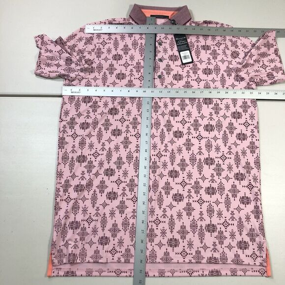 Greyson Shirt Mens Large Pink Spirit World Polo Golf Performance Stretch Aztec - Picture 3 of 7